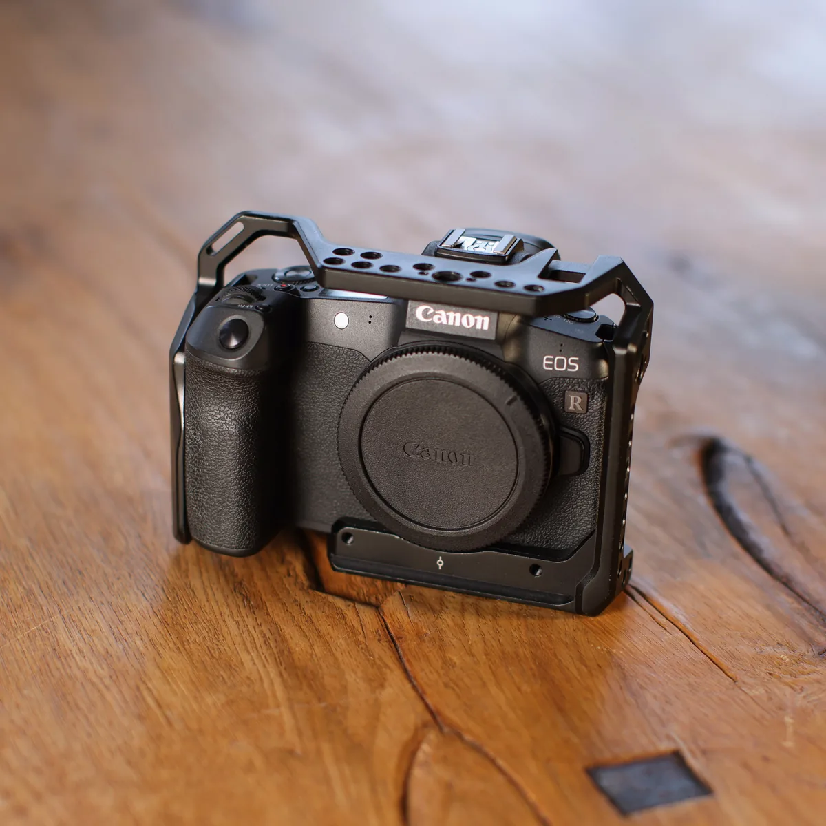 Canon EOS R im Cage, Gehäuse mit verschlossenem Bajonett